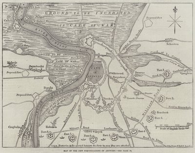 Map of the New Fortifications of Antwerp by John Dower